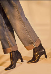 Black Goat Leather Senna Boots – 7.6 cm Block Heel