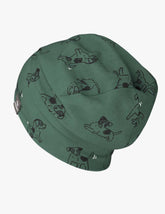 Cotton Beanie Hat With Folds DARGO - Green Dogs