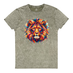 Enchanting Lion's Magic. Denim T-Shirt. DTF printing