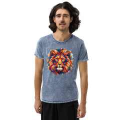 Enchanting Lion's Magic. Denim T-Shirt. DTF printing