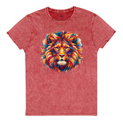 Enchanting Lion's Magic. Denim T-Shirt. DTF printing
