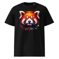Krāsaina SARKANĀ PANDA. Unisex organiskās kokvilnas t-krekls