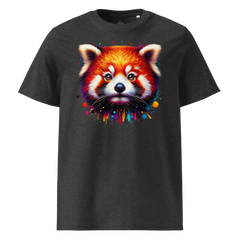 Krāsaina SARKANĀ PANDA. Unisex organiskās kokvilnas t-krekls