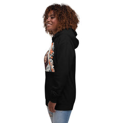 Meitene un ziedi. Unisex hūdijs