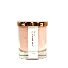 Pulverveida svece stikla traukā - granātābols 160g