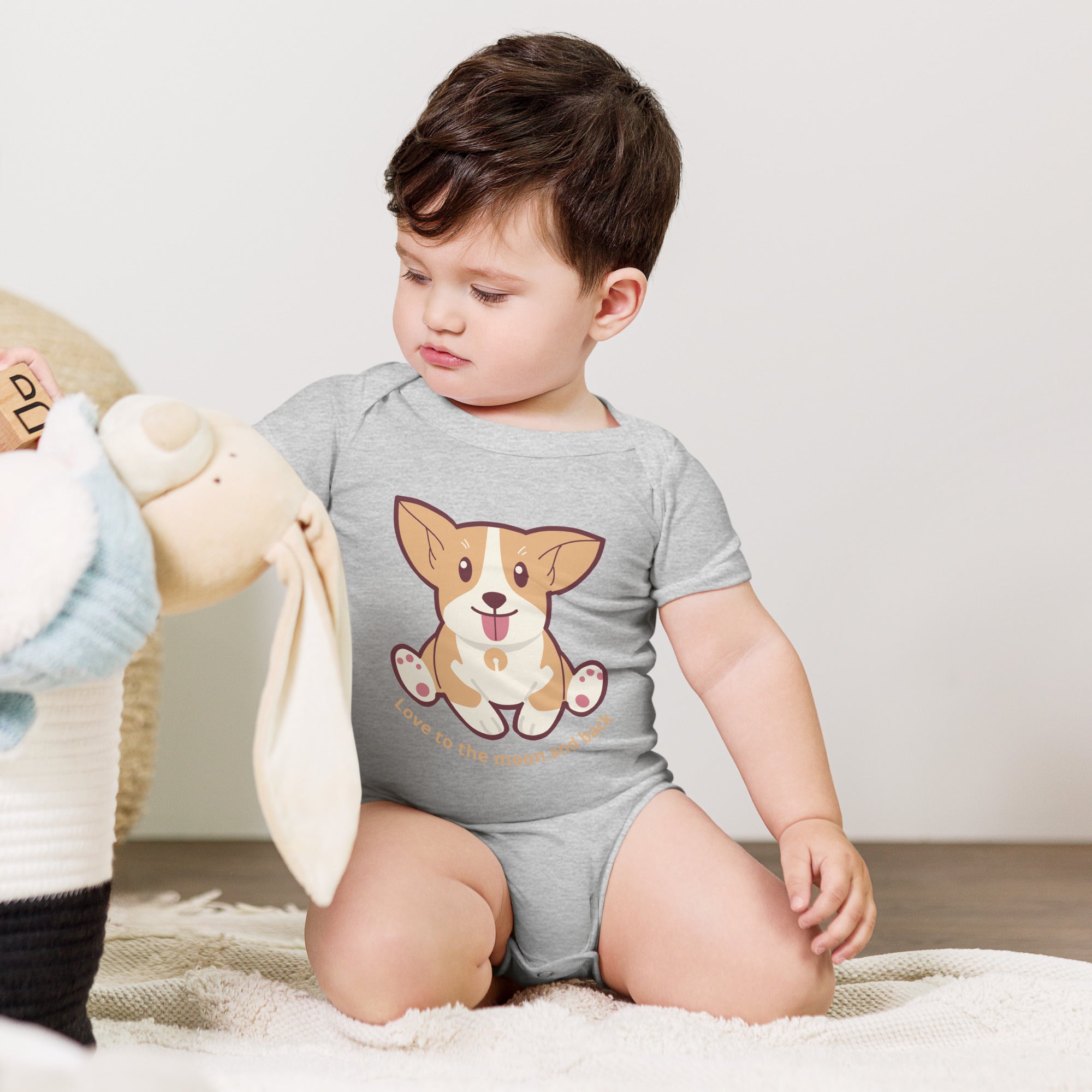Corgi - Love To The Moon And Back - Baby short sleeve one piece❤️