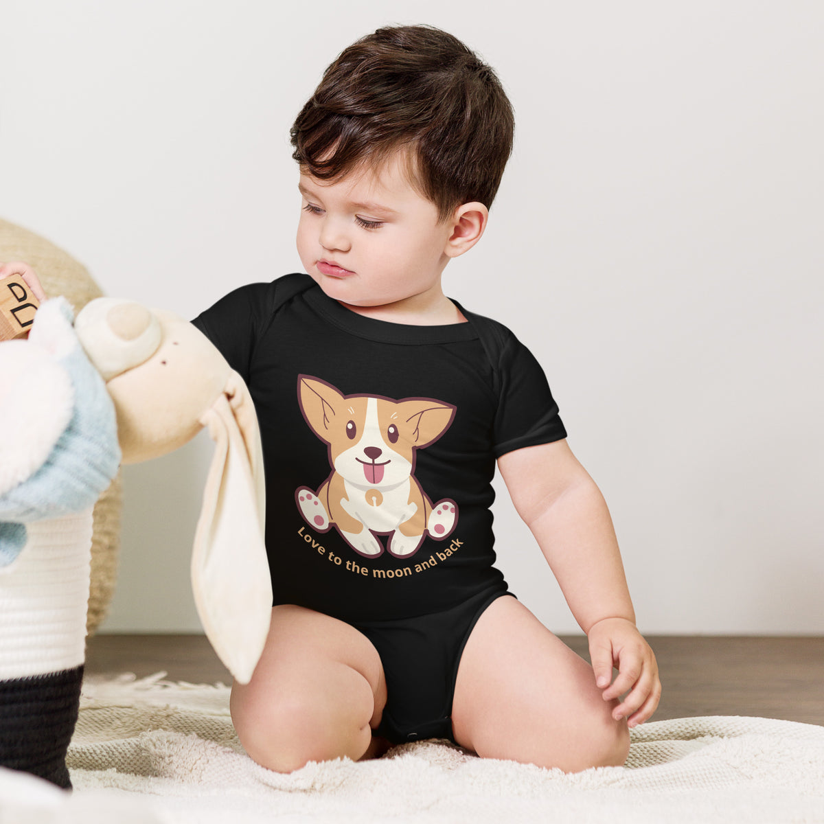 Corgi - Love To The Moon And Back - Baby short sleeve one piece❤️