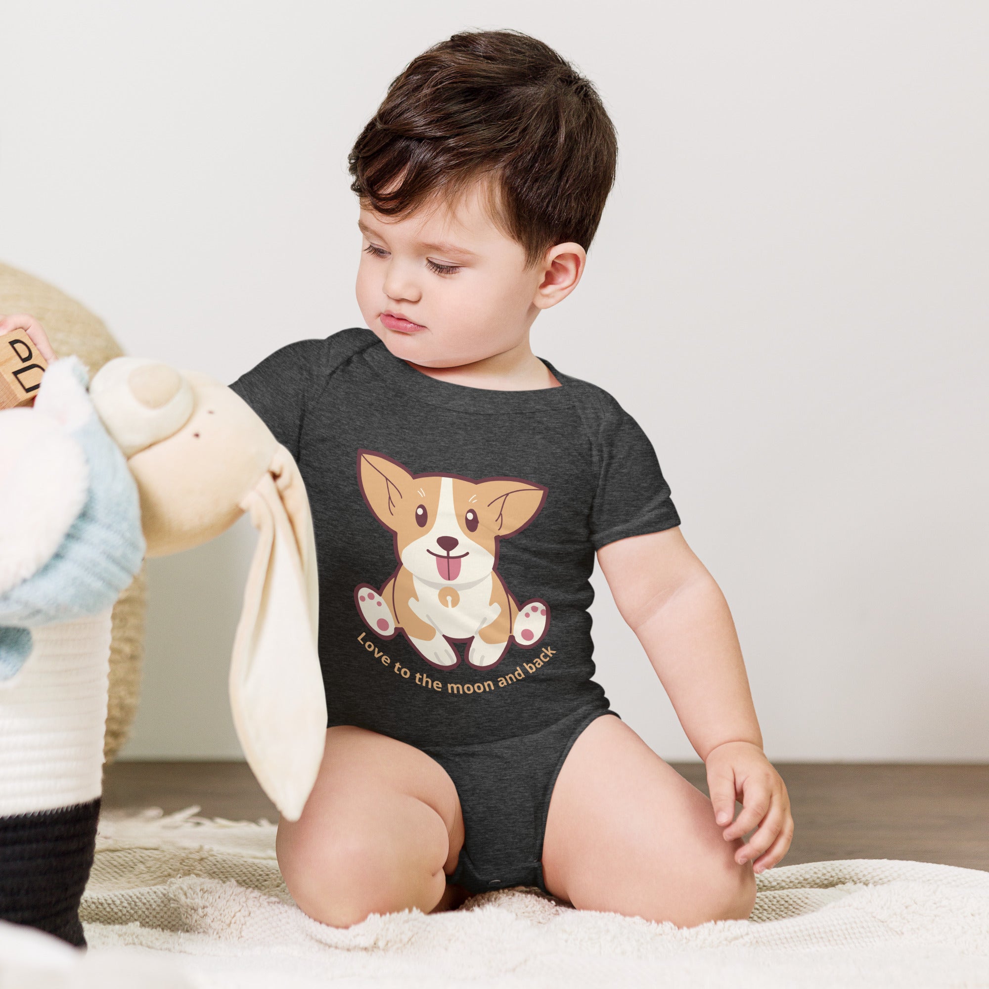 Corgi - Love To The Moon And Back - Baby short sleeve one piece❤️