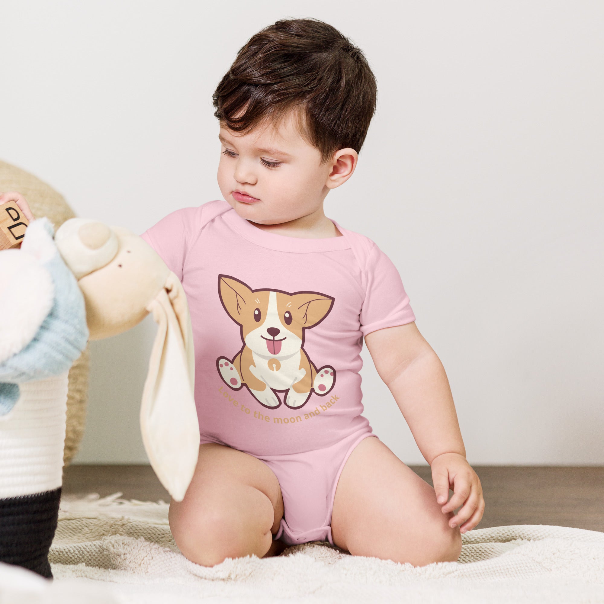 Corgi - Love To The Moon And Back - Baby short sleeve one piece❤️