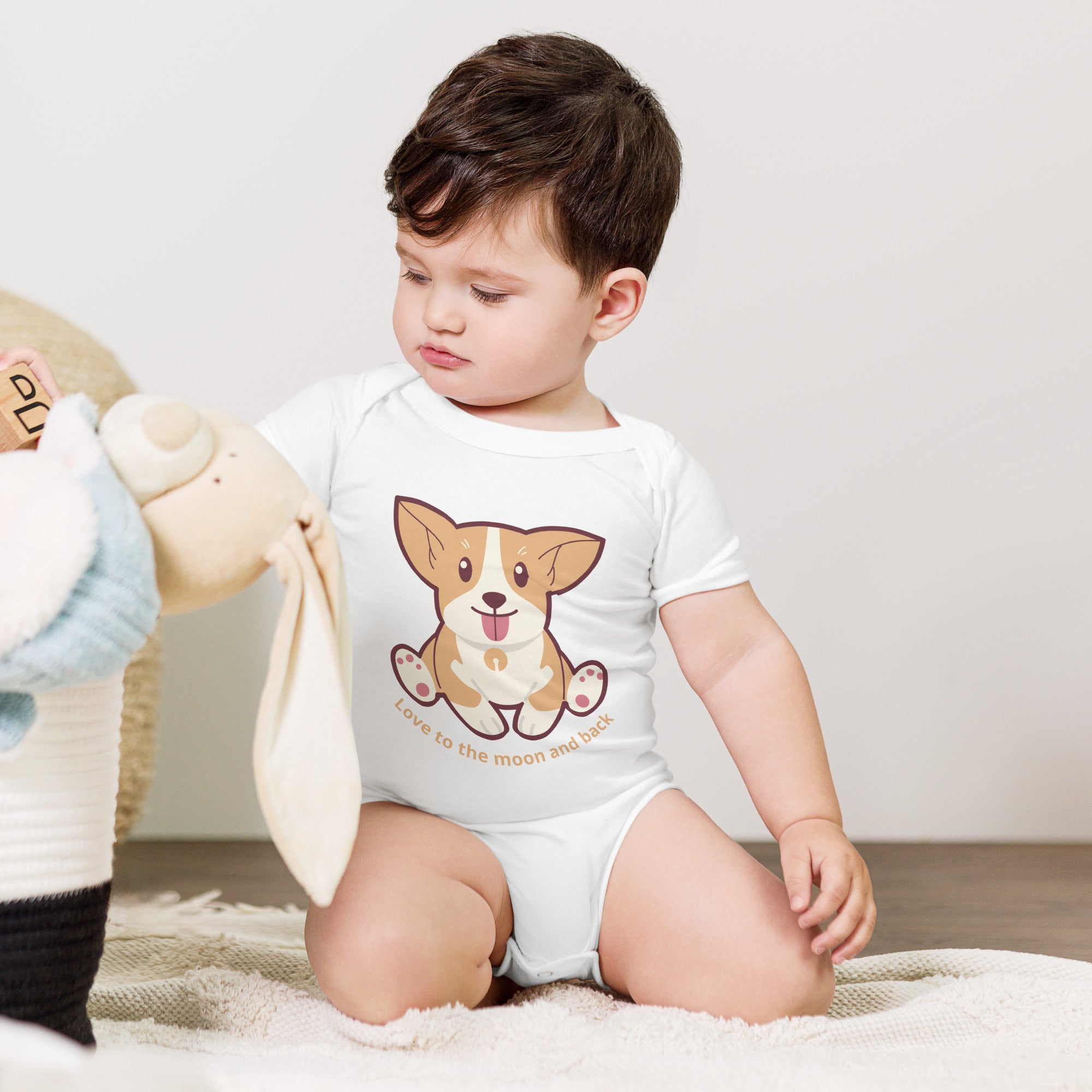 Corgi - Love To The Moon And Back - Baby short sleeve one piece❤️