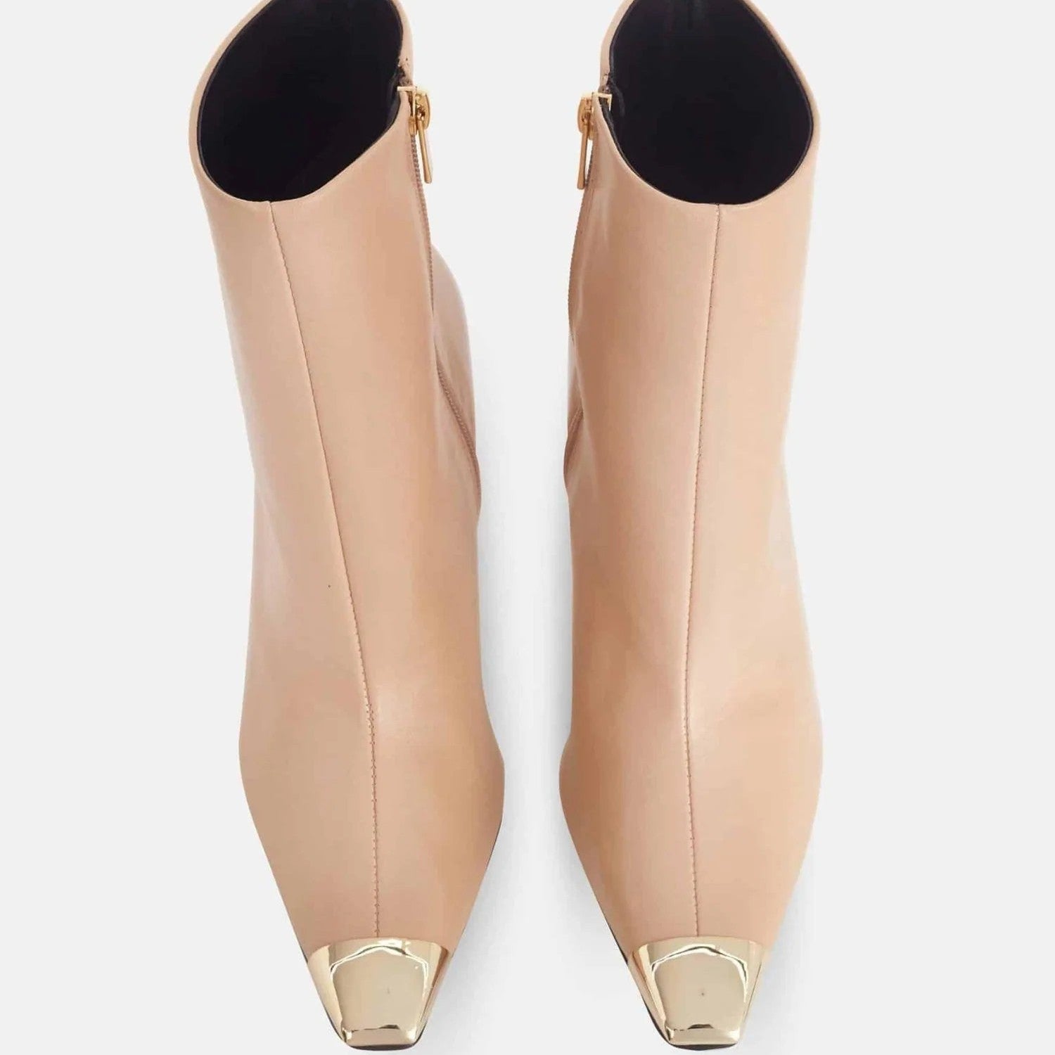 Beige Calf Leather Ankle Boots Inga – 8.7cm Heeled Pointed-Toe