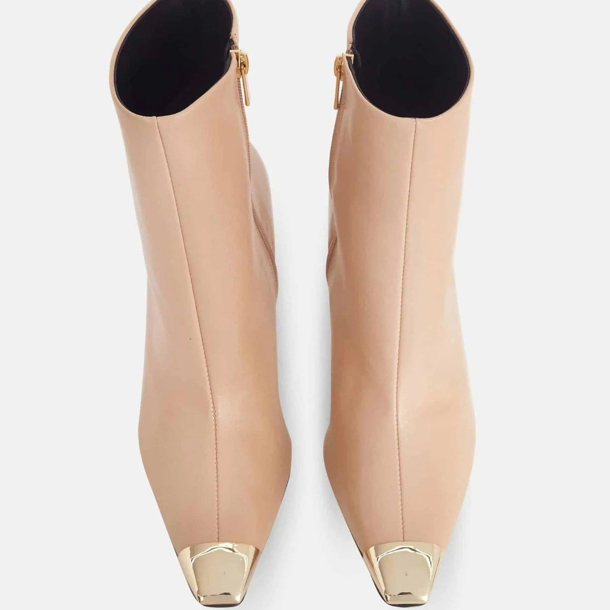 Beige Calf Leather Ankle Boots Inga – 8.7cm Heeled Pointed-Toe