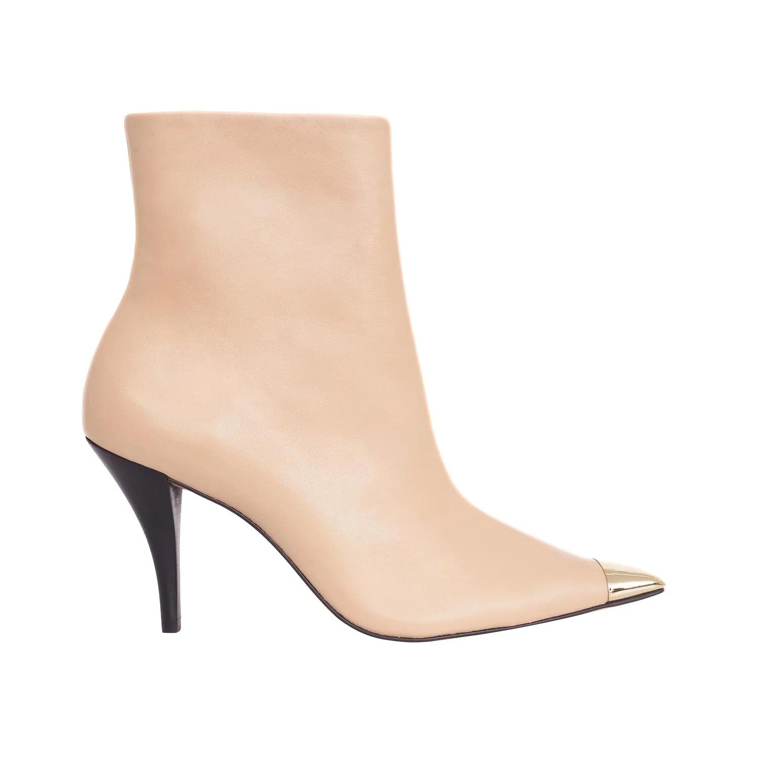 Beige Calf Leather Ankle Boots Inga – 8.7cm Heeled Pointed-Toe