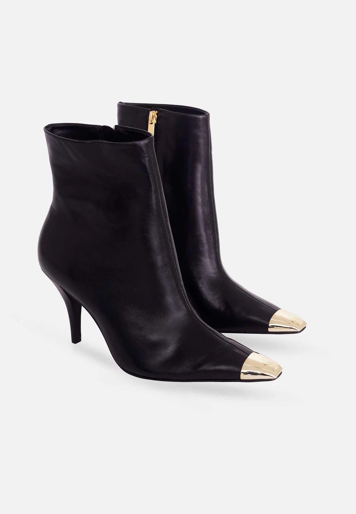 Black Calf Leather Ankle Boots Inga – 8.7cm Heeled Pointed-Toe