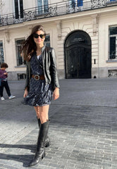 Black Calf Leather Knee-High Boots – Women’s Block Heel Riding Boots