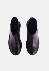 Black Goat Leather Ankle Boots Sophora – Women’s Round-Toe Block Heel Boots