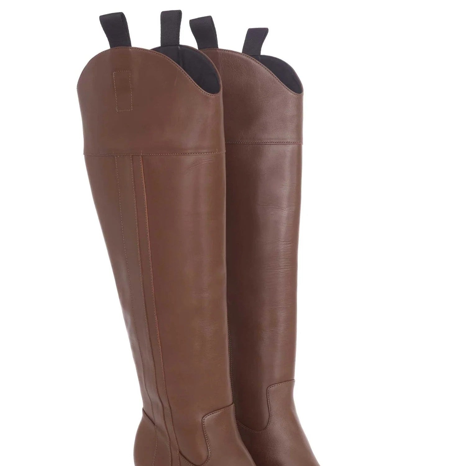 Brown Calf Leather Knee-High Boots – Women’s Block Heel Riding Boots