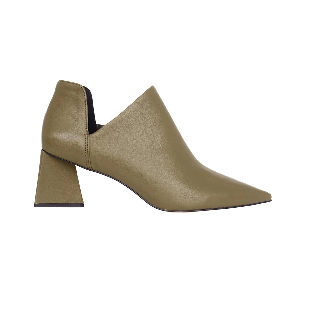 Green Sheepskin Leather Ankle Boots Maranta – Women’s Pointed-Toe Block Heel Boots