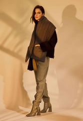 Salvia Green Leather Heeled Ankle Boots