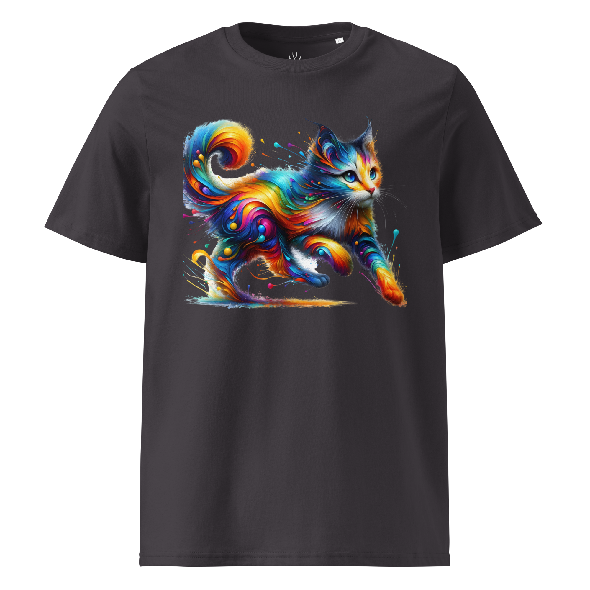 Krāsainais KAĶIS. Unisex organiskās kokvilnas t-krekls