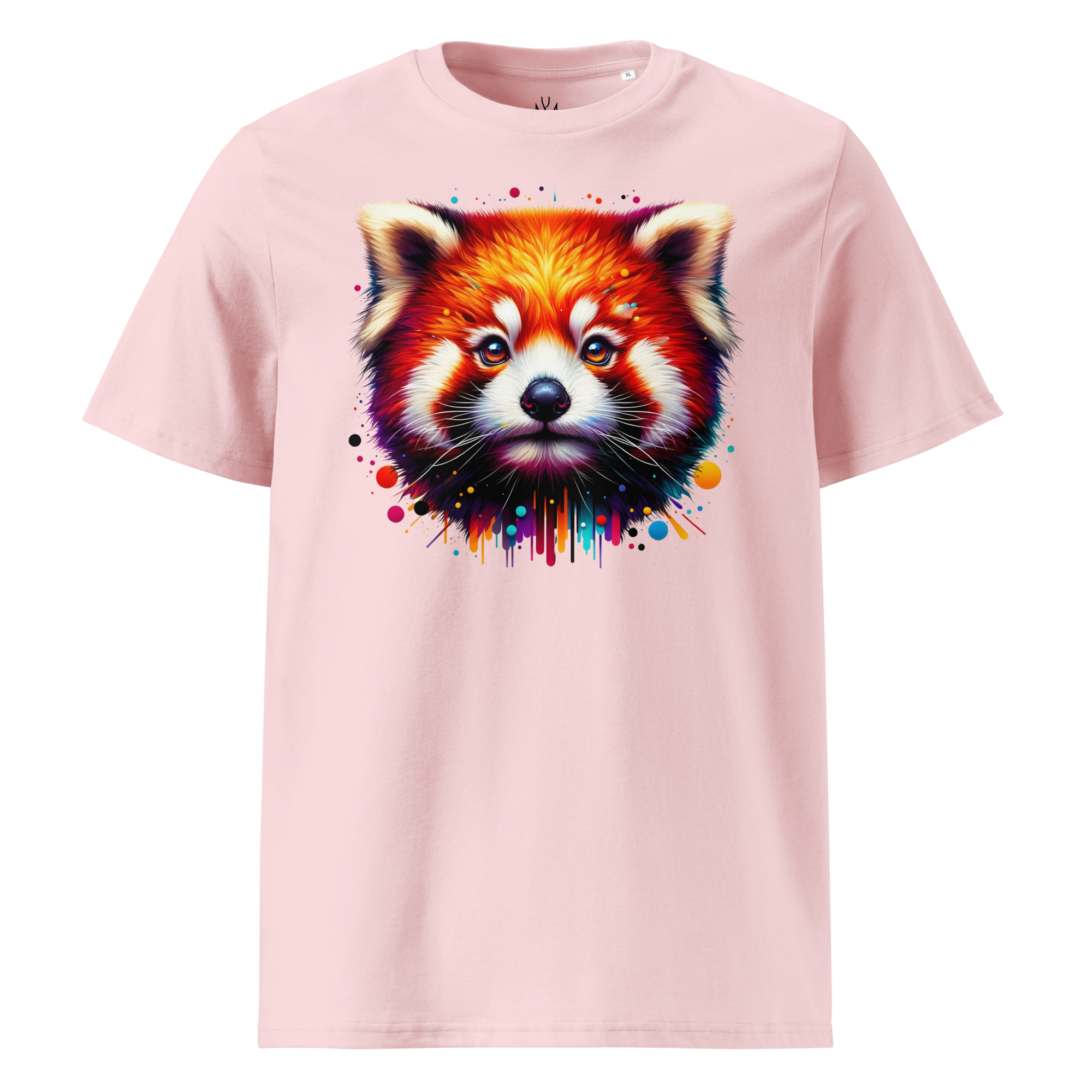 Krāsaina SARKANĀ PANDA. Unisex organiskās kokvilnas t-krekls