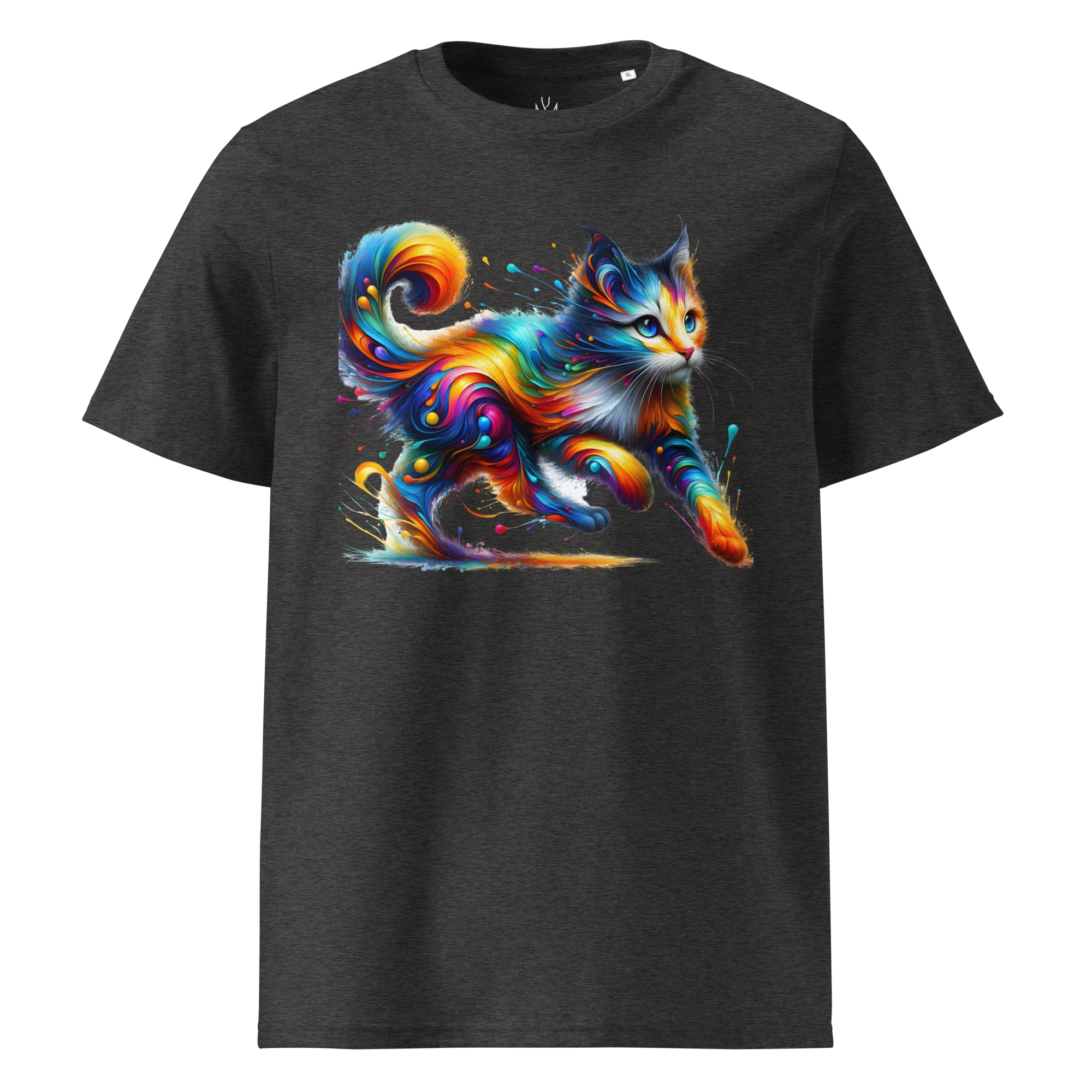 Krāsainais KAĶIS. Unisex organiskās kokvilnas t-krekls