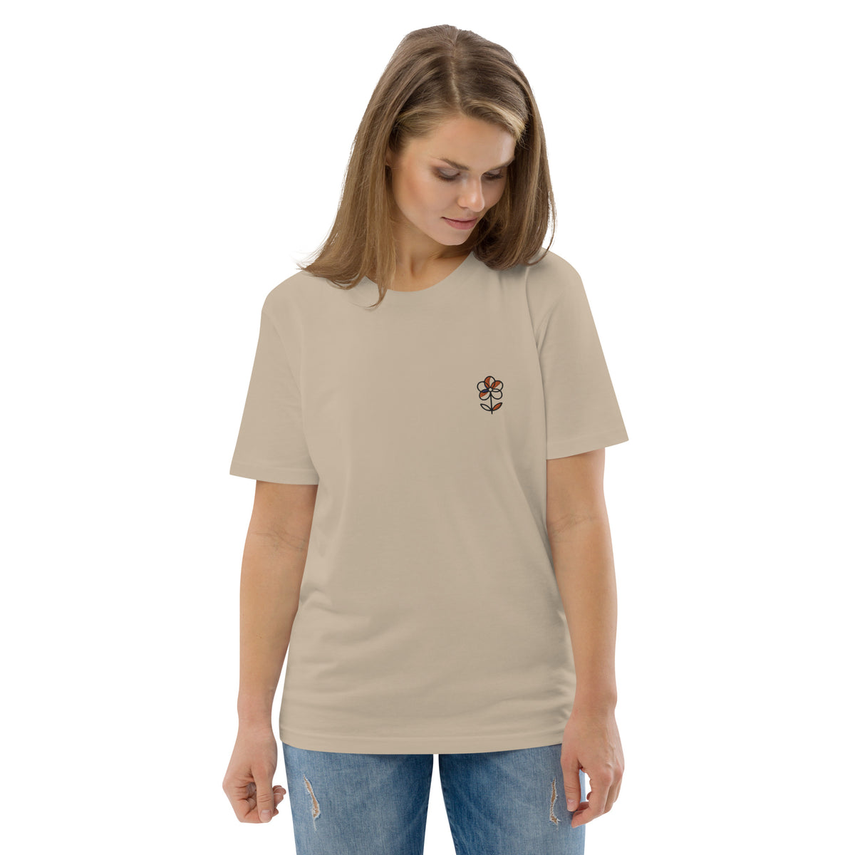 Flower minimalistic design - unisex organic cotton t-shirt