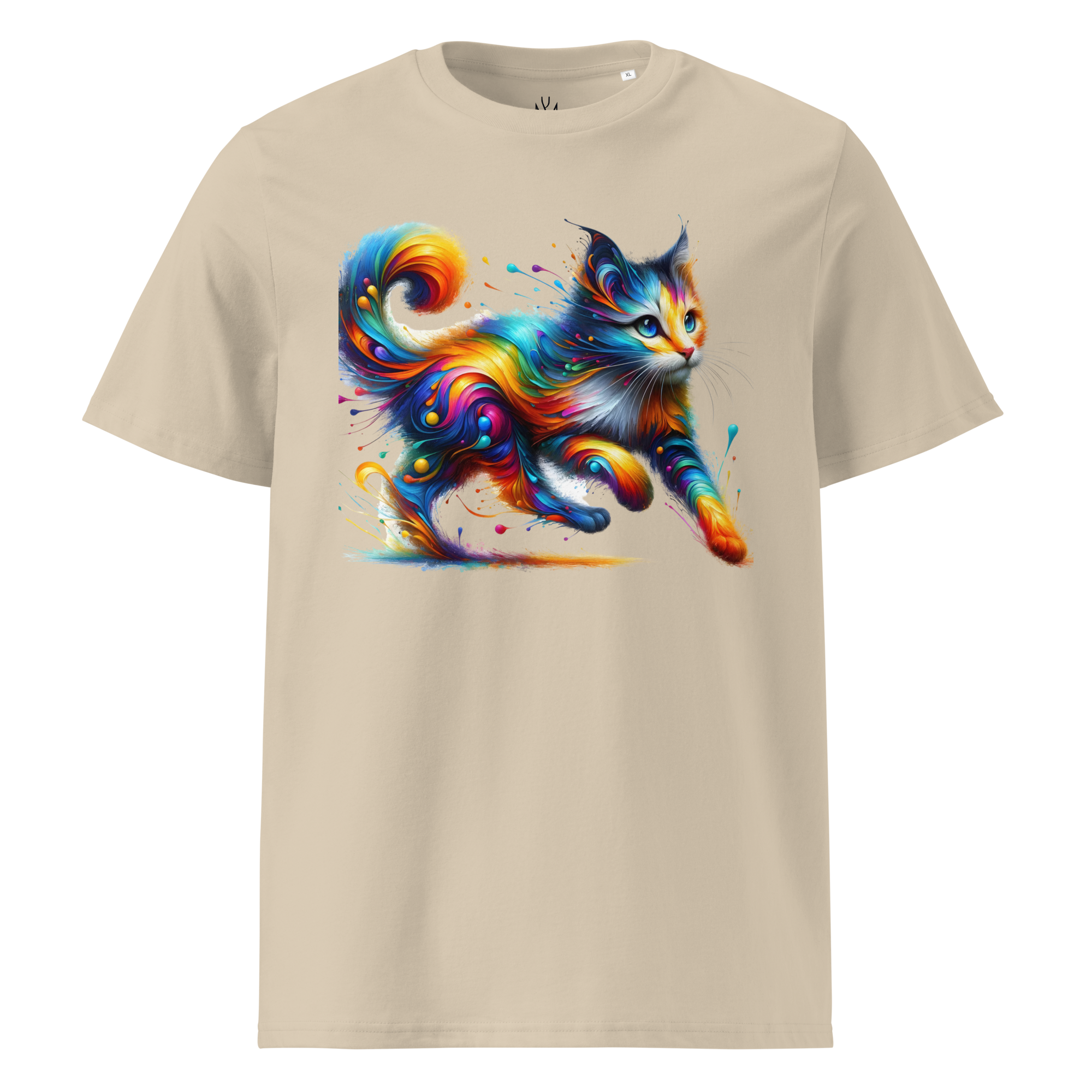 Krāsainais KAĶIS. Unisex organiskās kokvilnas t-krekls