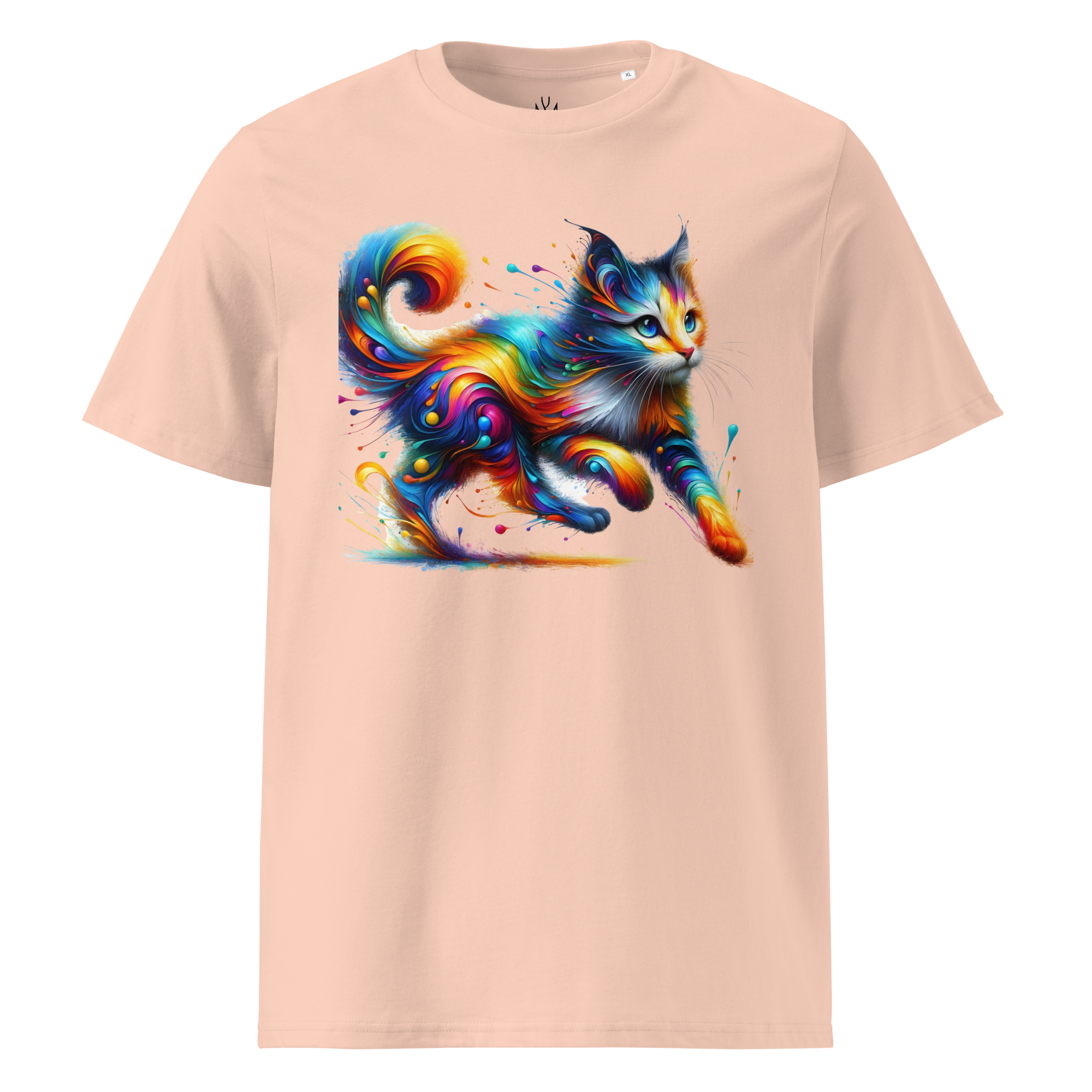 Krāsainais KAĶIS. Unisex organiskās kokvilnas t-krekls