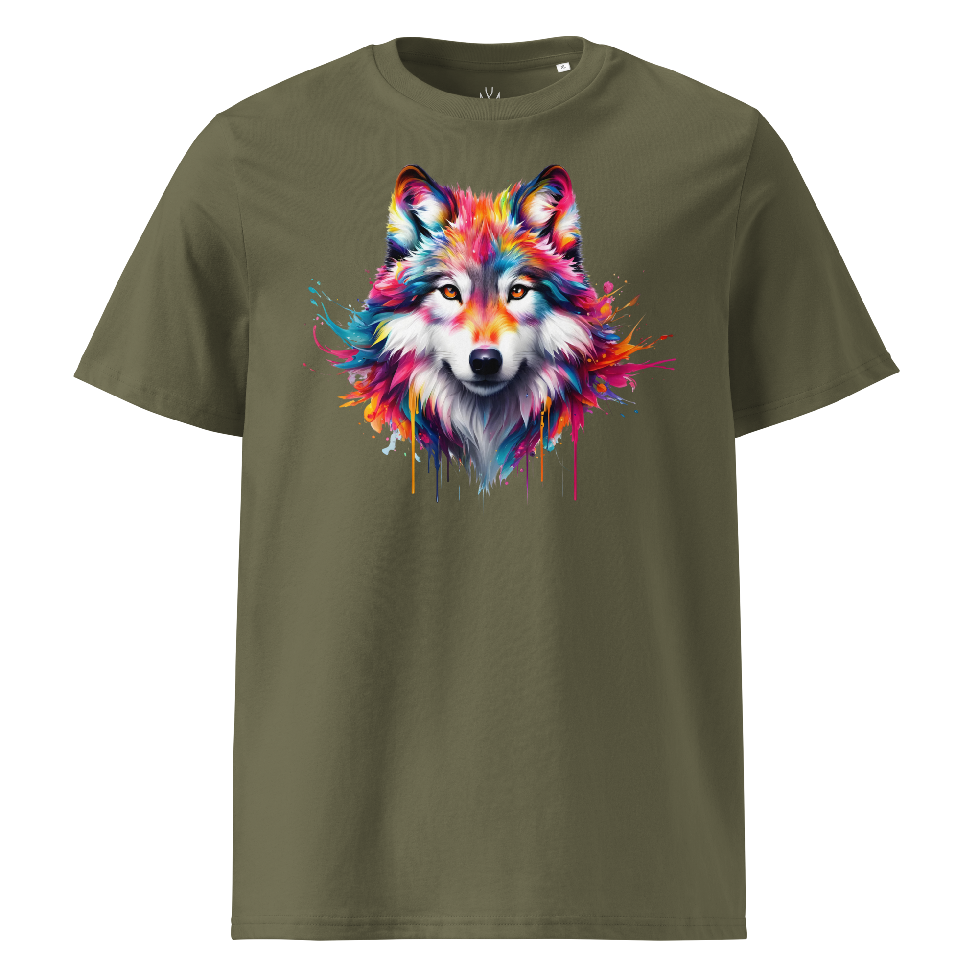 Krāsainais VILKS. Unisex organiskās kokvilnas t-krekls