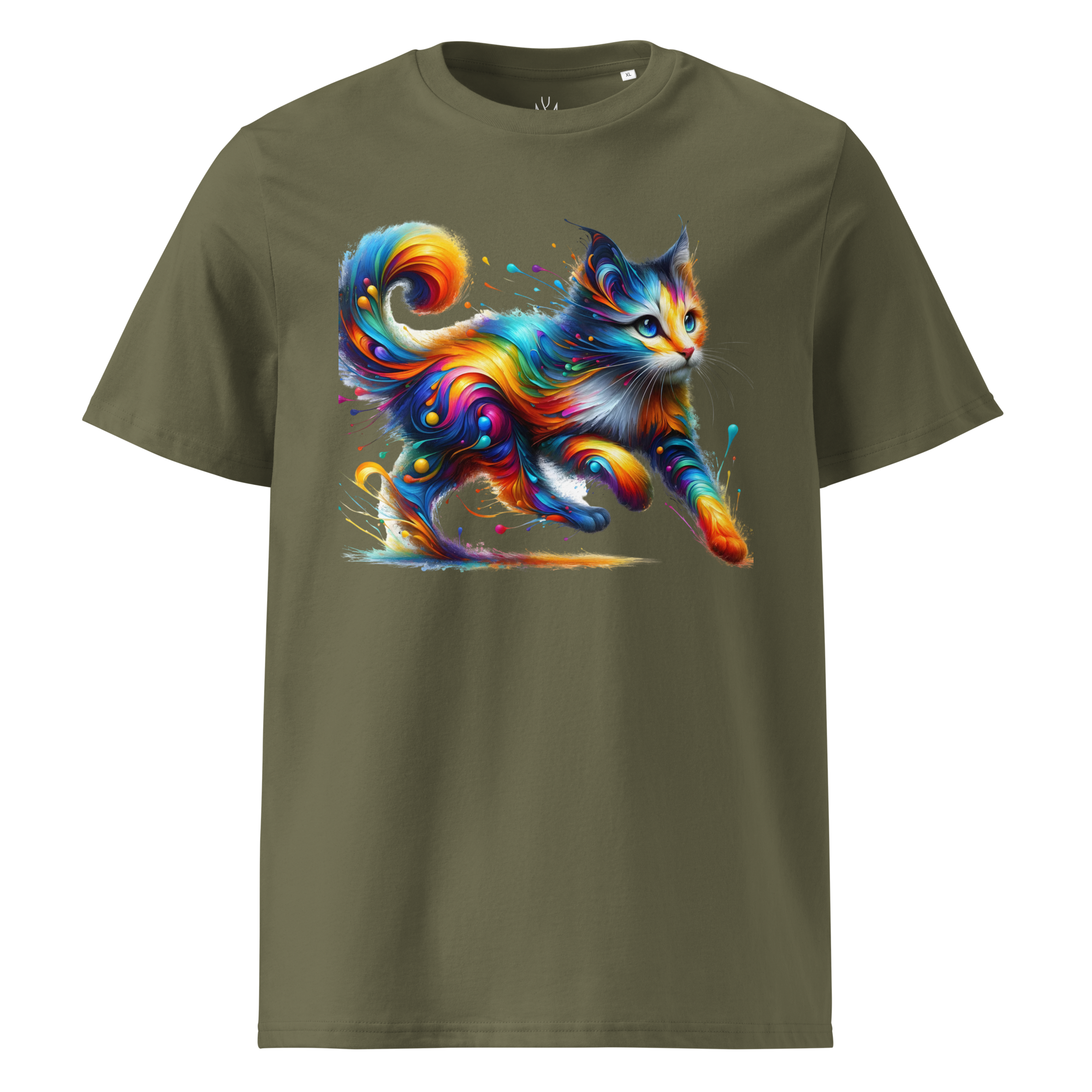 Krāsainais KAĶIS. Unisex organiskās kokvilnas t-krekls