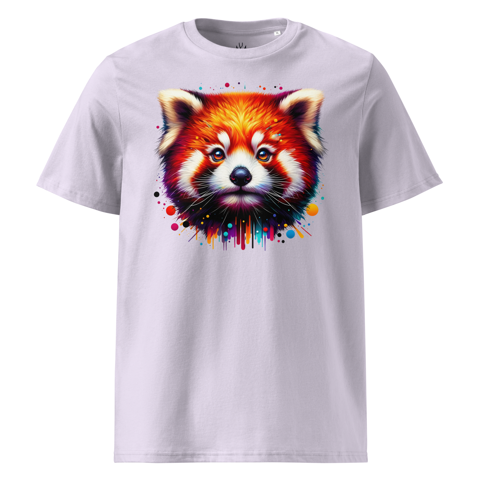 Krāsaina SARKANĀ PANDA. Unisex organiskās kokvilnas t-krekls