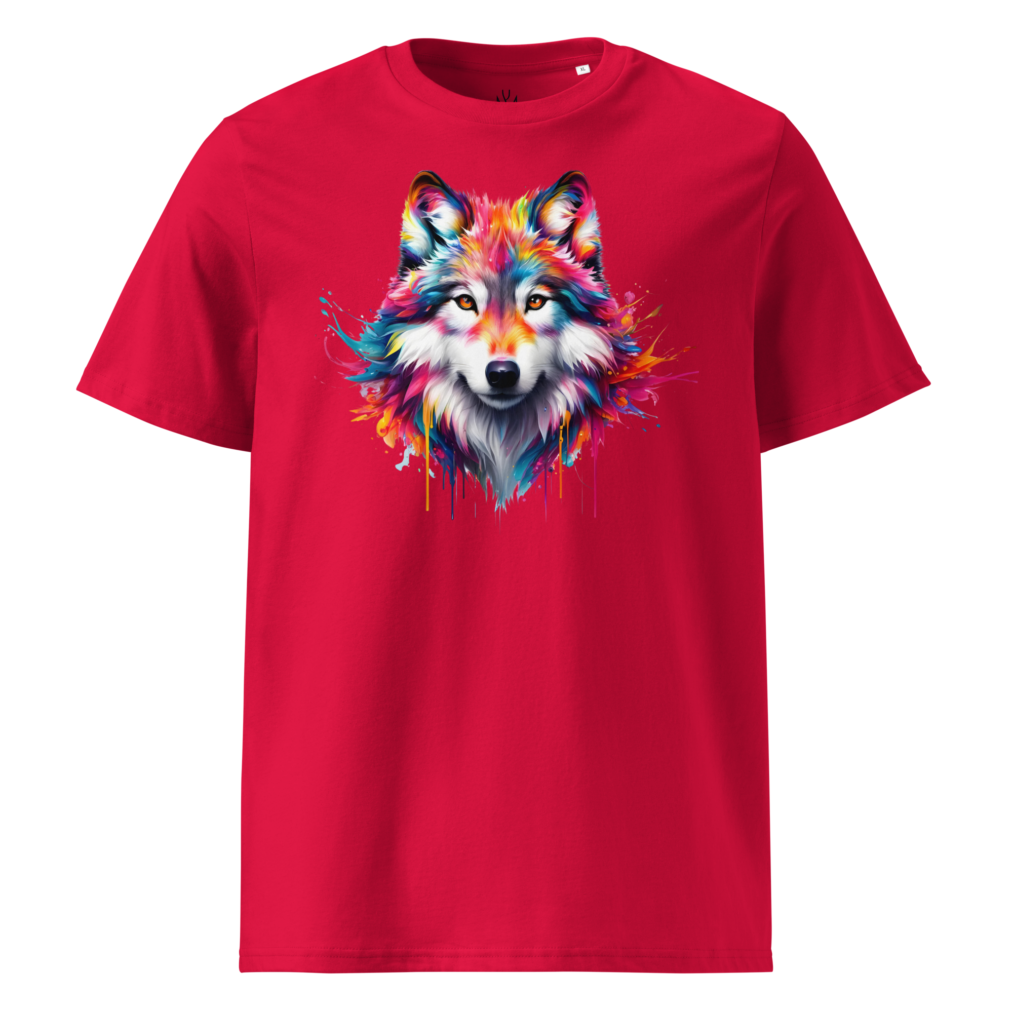 Krāsainais VILKS. Unisex organiskās kokvilnas t-krekls