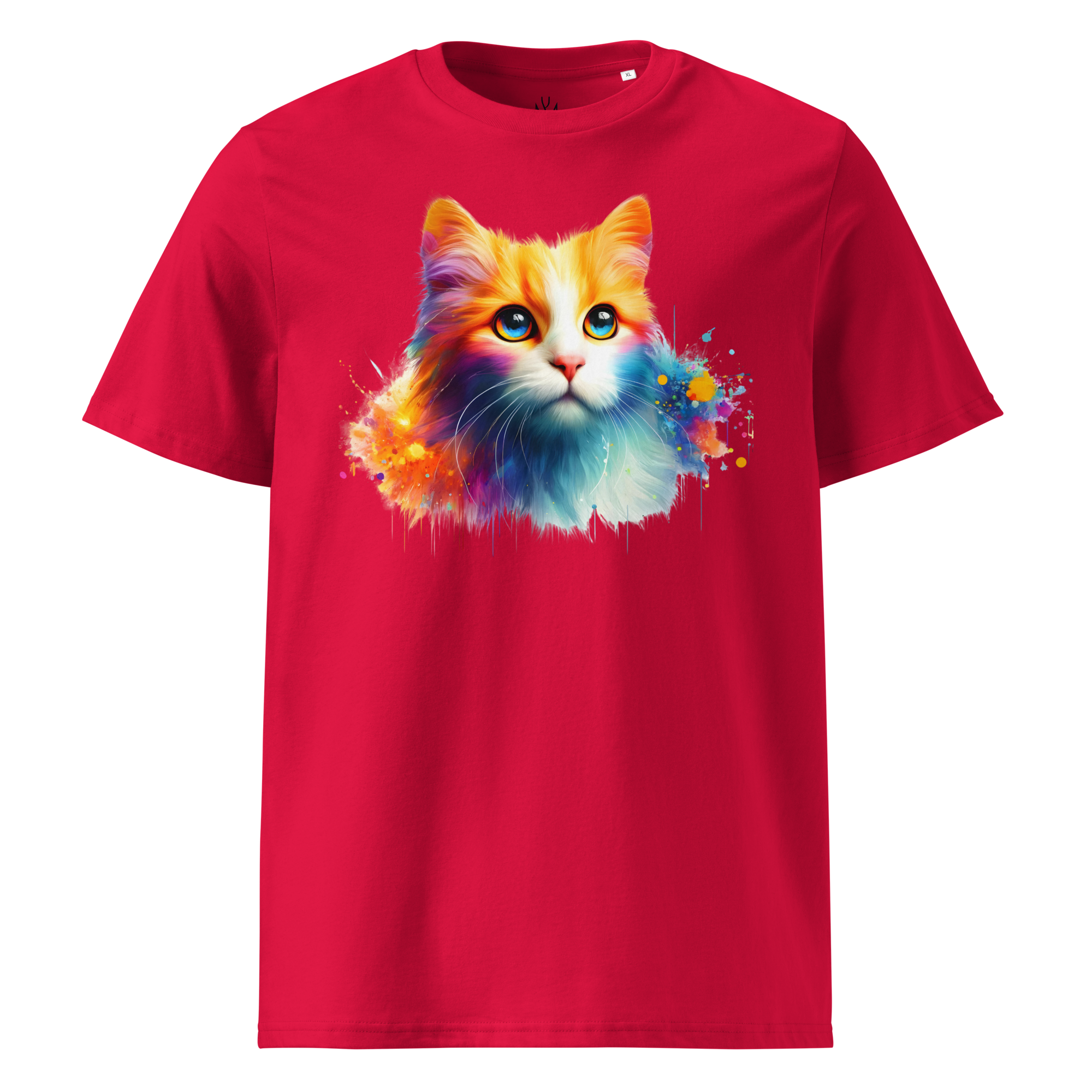 Krāsainais KAĶIS. Unisex organiskās kokvilnas t-krekls