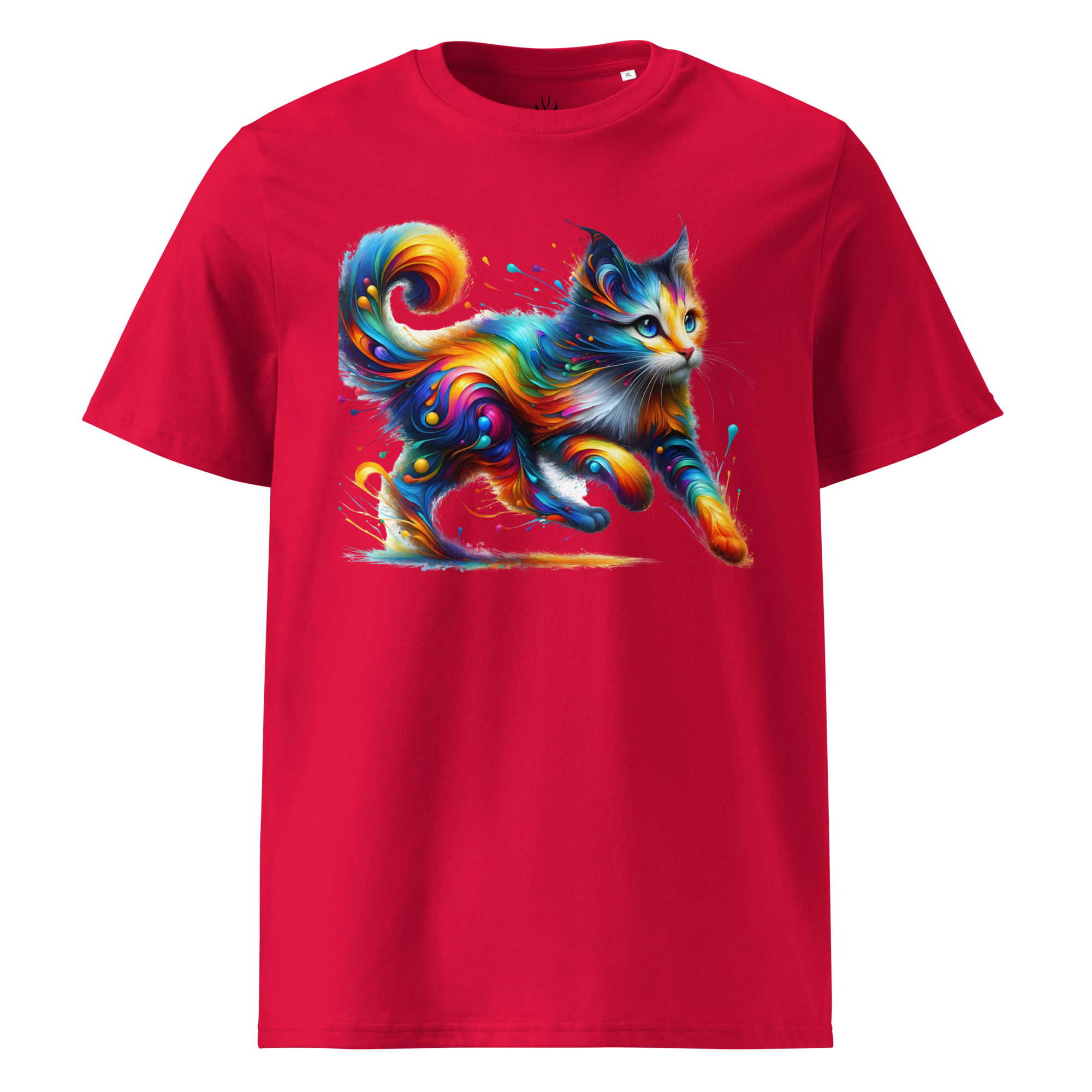 Krāsainais KAĶIS. Unisex organiskās kokvilnas t-krekls
