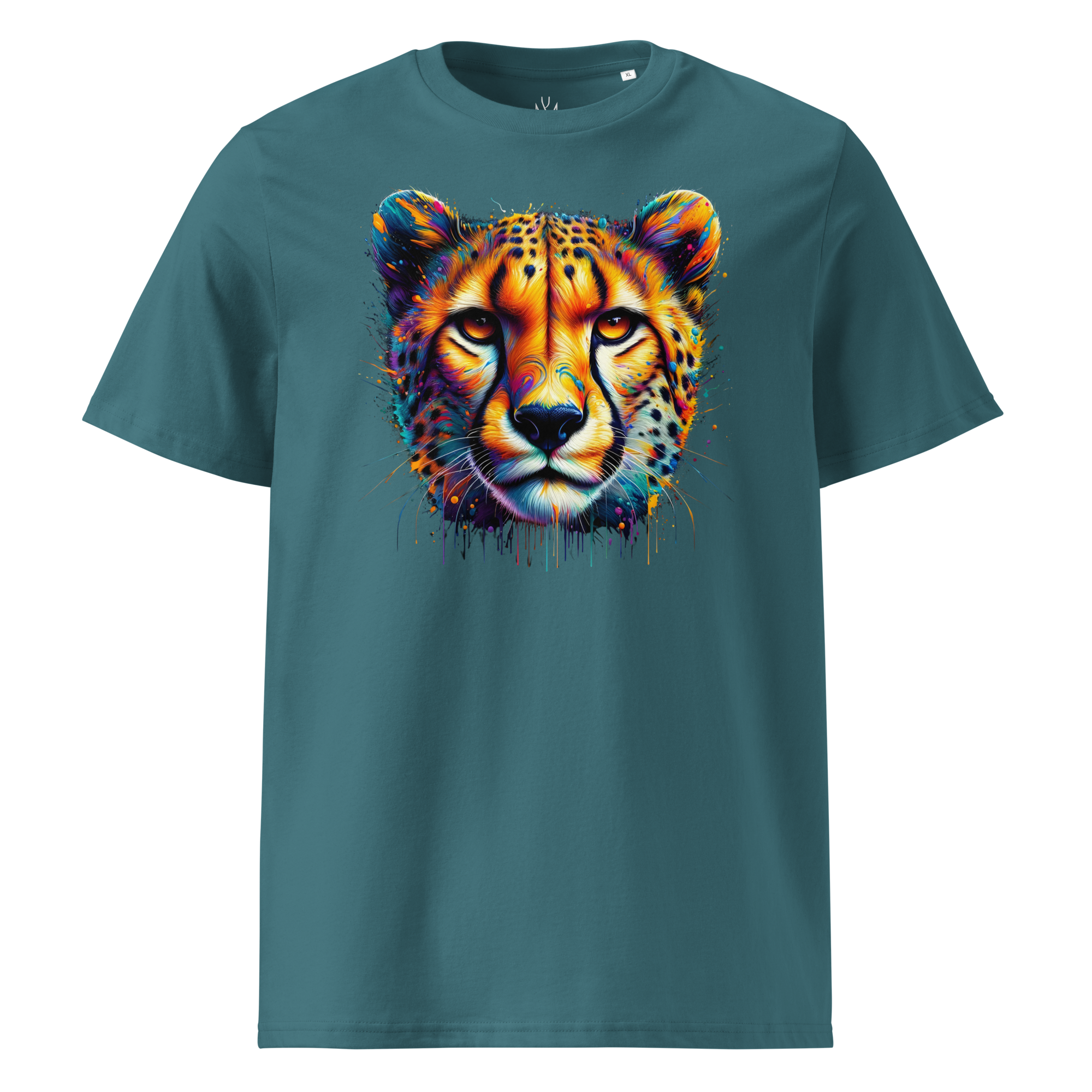 Krāsainais GEPARDS. Unisex organiskās kokvilnas t-krekls