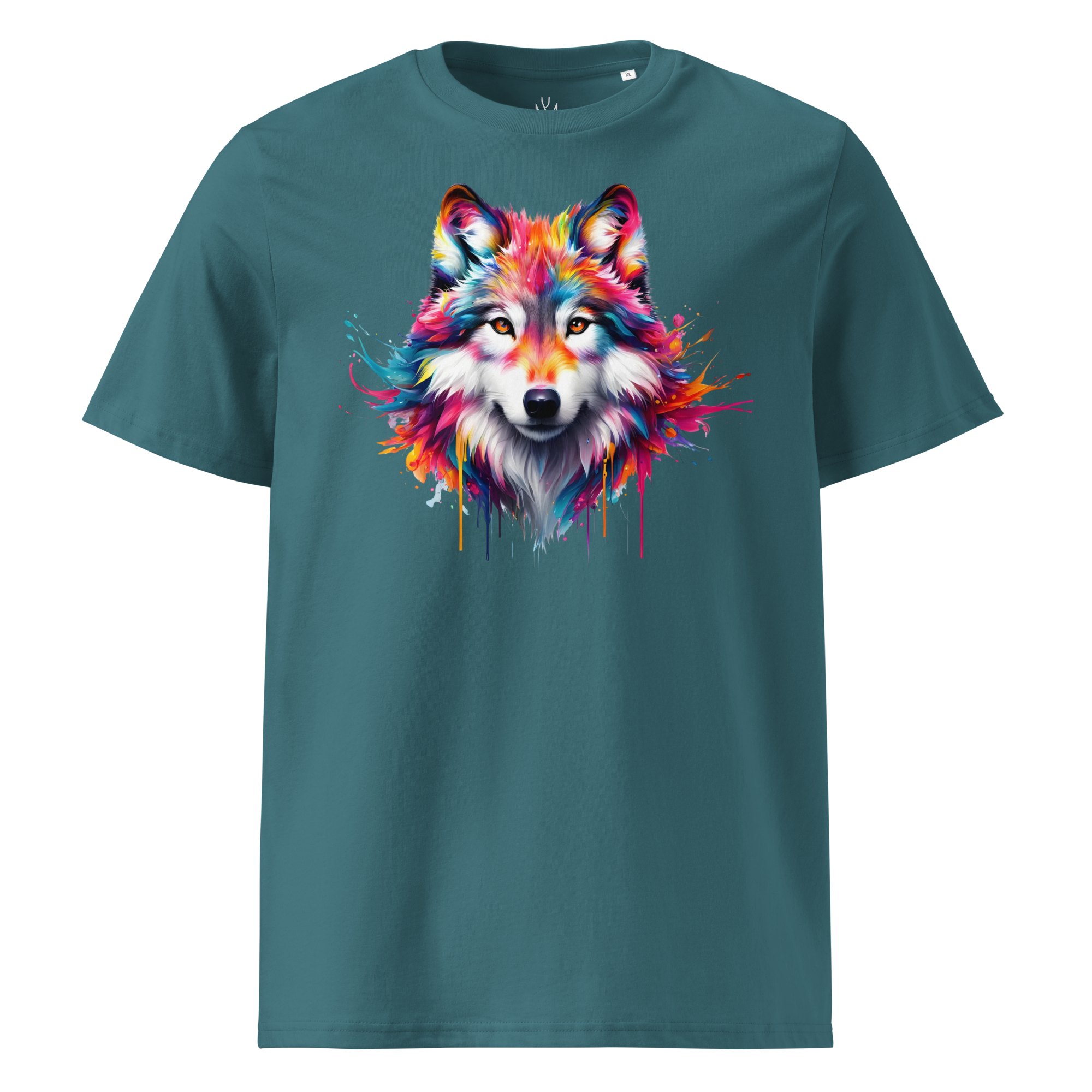 Krāsainais VILKS. Unisex organiskās kokvilnas t-krekls