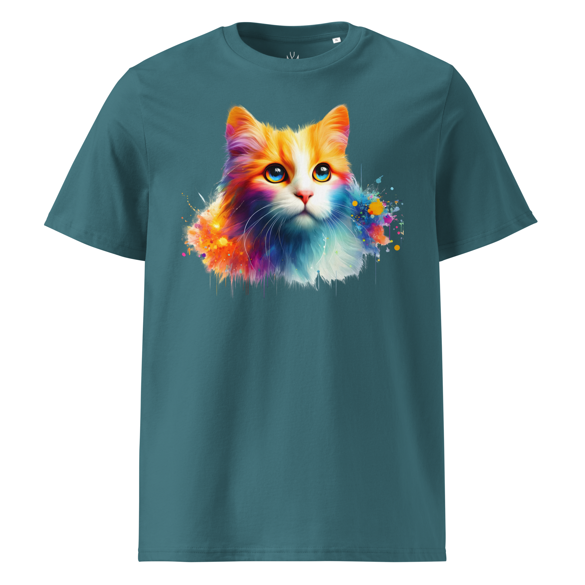 Krāsainais KAĶIS. Unisex organiskās kokvilnas t-krekls
