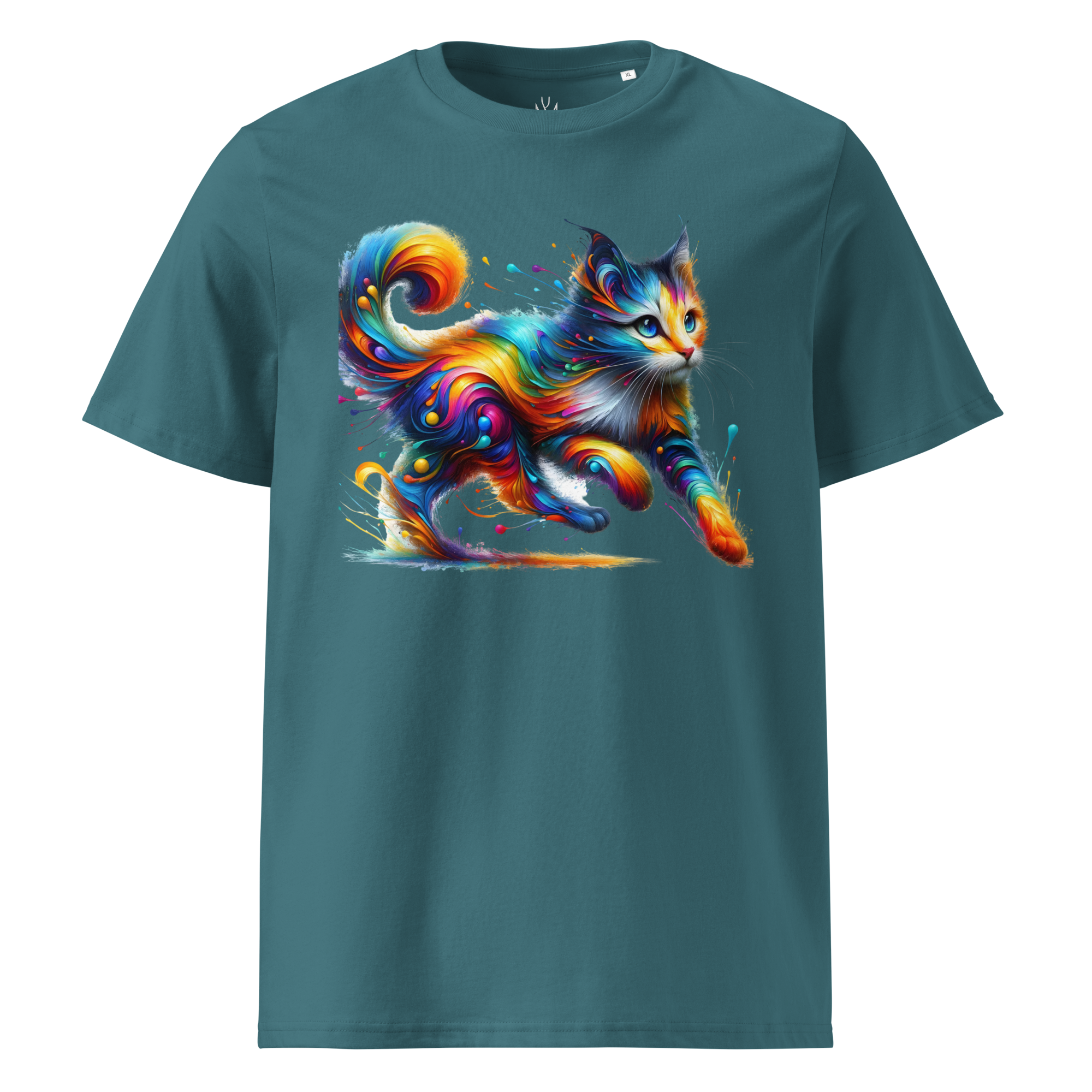 Krāsainais KAĶIS. Unisex organiskās kokvilnas t-krekls
