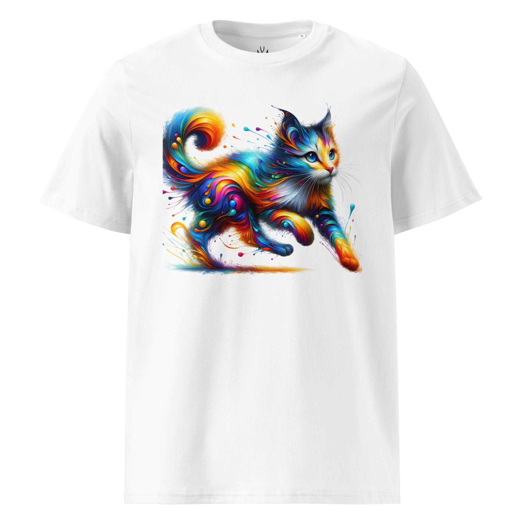 Krāsainais KAĶIS. Unisex organiskās kokvilnas t-krekls