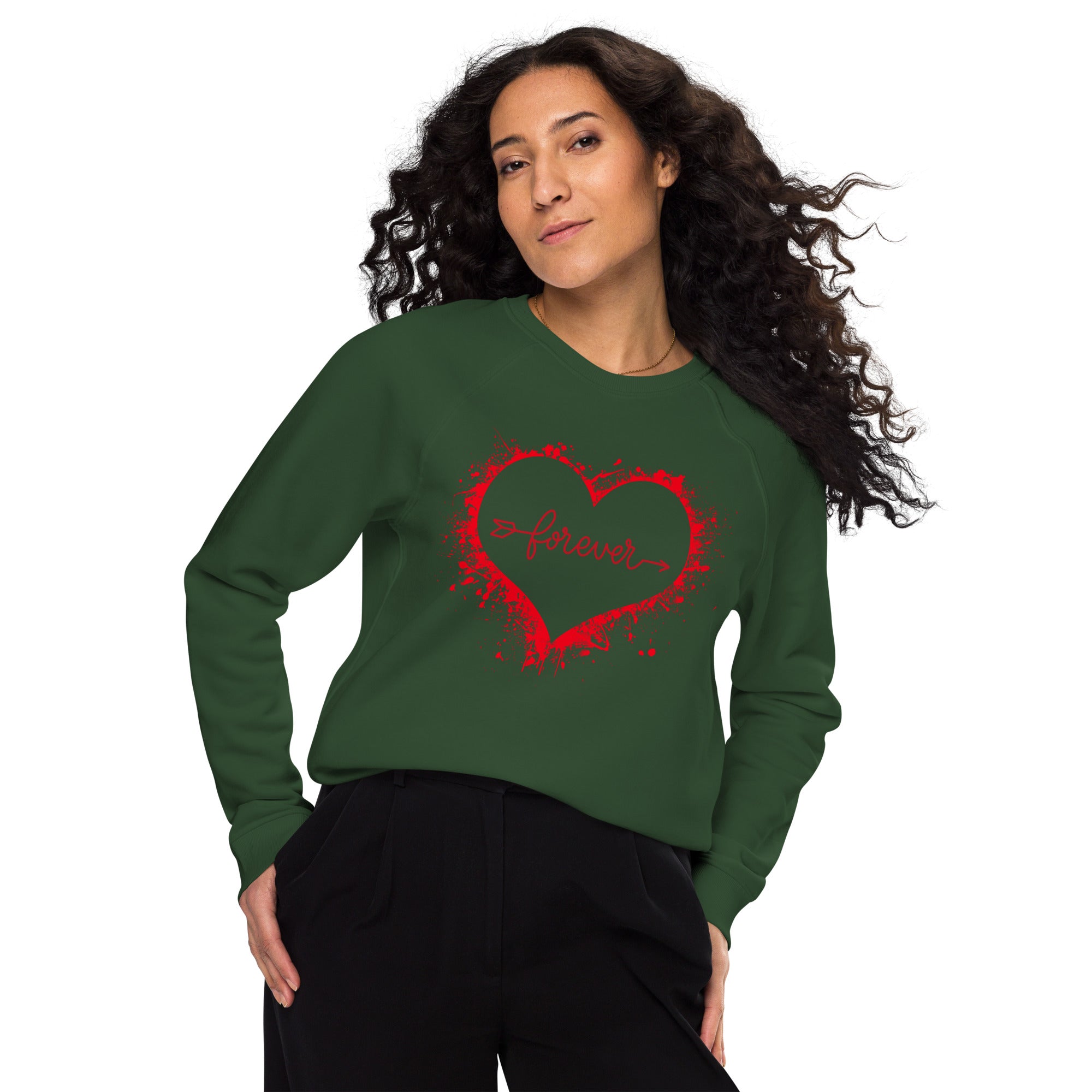 Love forever. Unisex organic raglan sweatshirt❤️