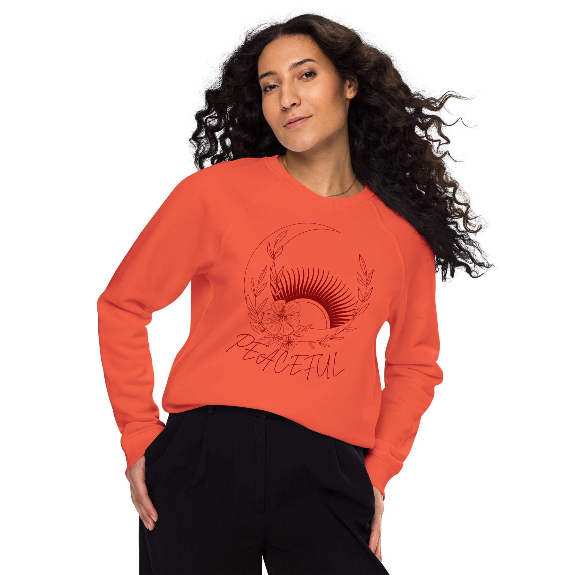 Peaceful unisex organic raglan sweatshirt