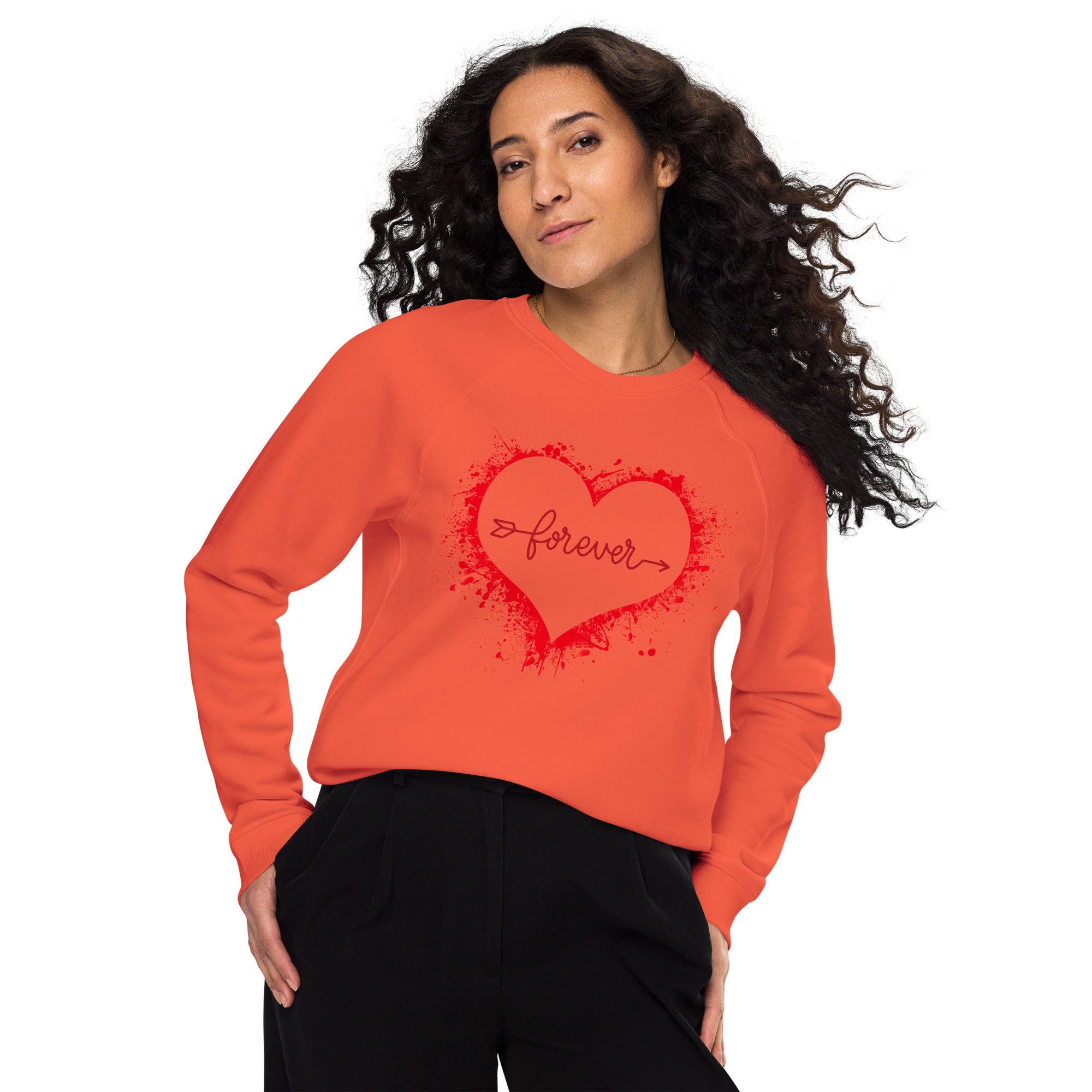 Love forever. Unisex organic raglan sweatshirt❤️