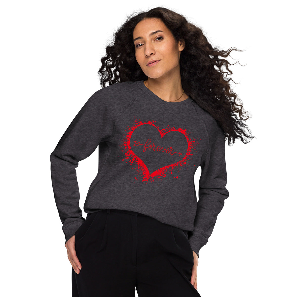 Love forever. Unisex organic raglan sweatshirt❤️