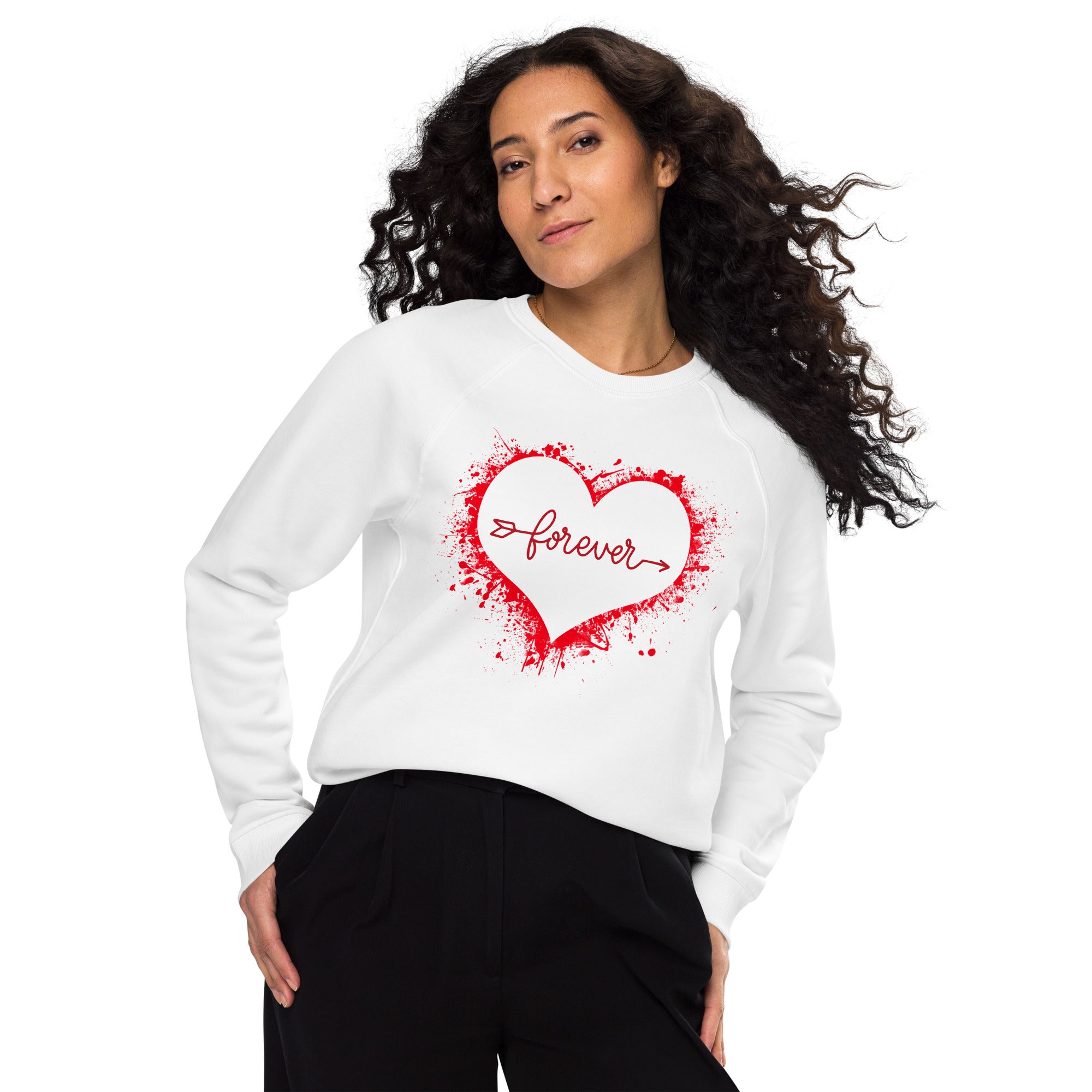 Love forever. Unisex organic raglan sweatshirt❤️