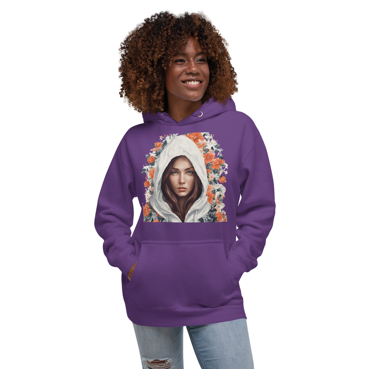 Girl and flowers. Unisex Hoodie