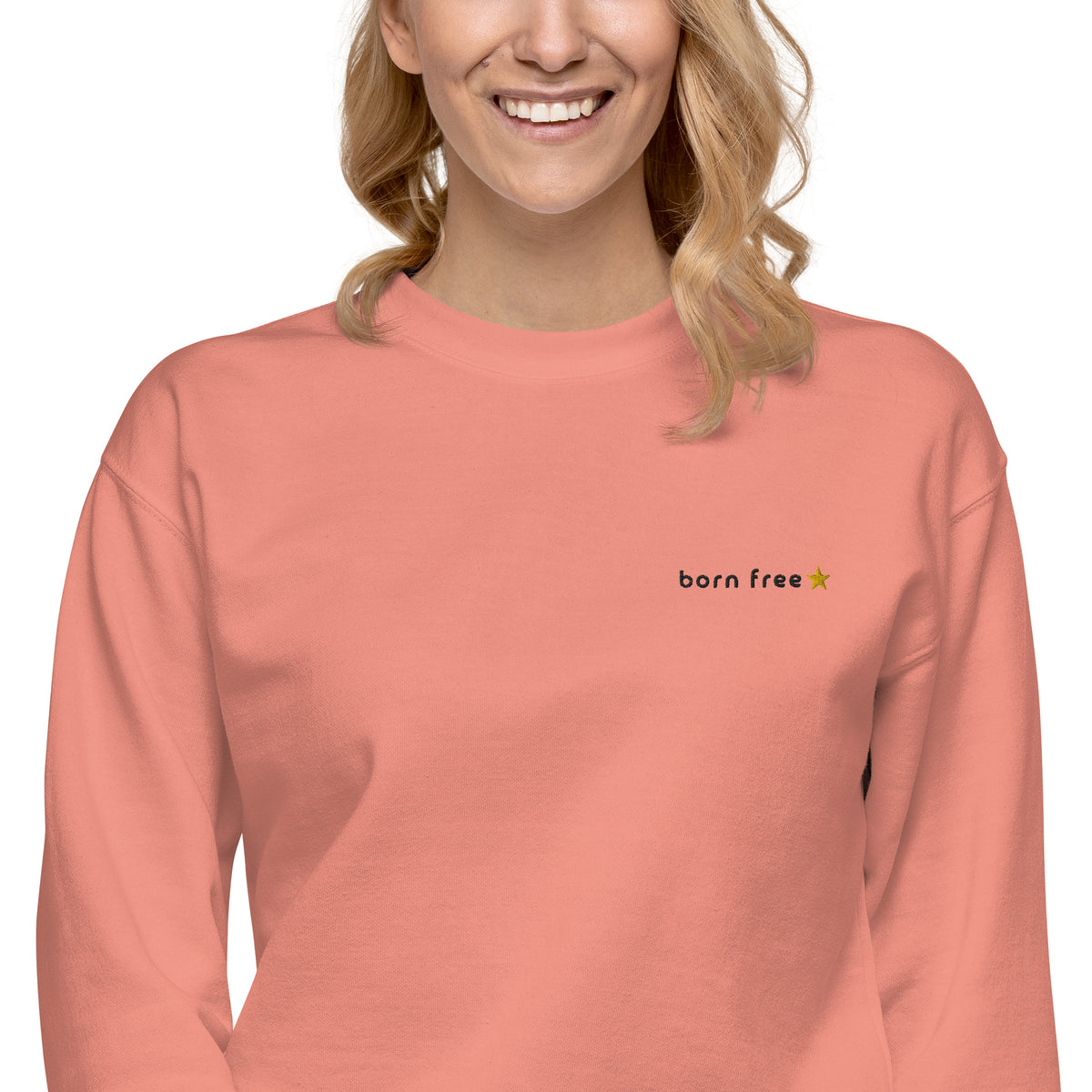Unisex Premium Sweatshirt. Born free. Embroidery