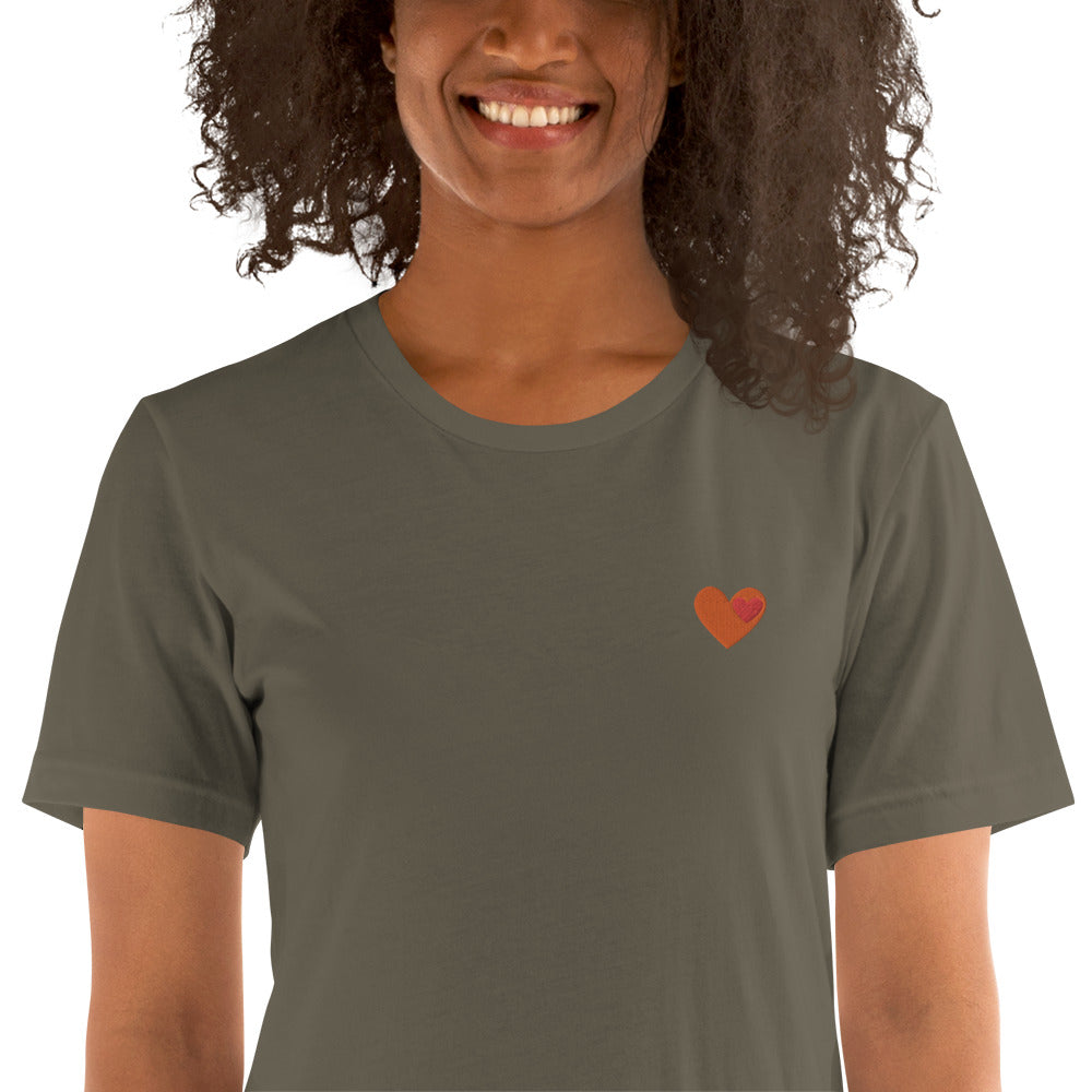 Love. Two Embroidered hearts in one. Unisex t-shirt❤️