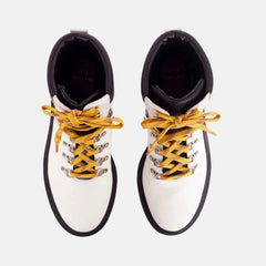 White Combat Boots – Stylish 9 cm Block Heel Design