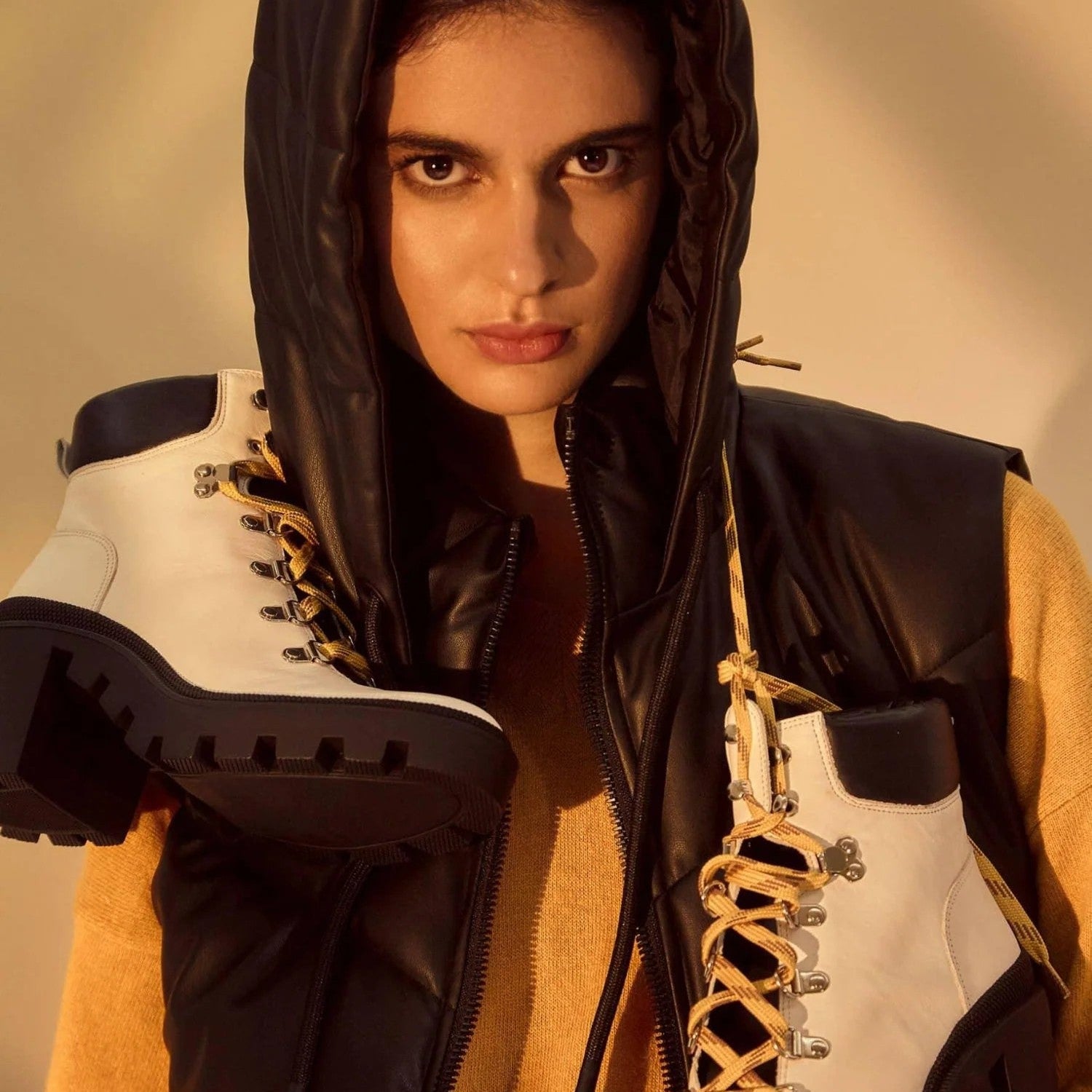 White Combat Boots – Stylish 9 cm Block Heel Design